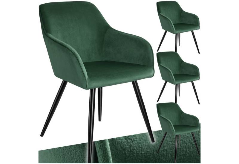 tectake Esszimmerstuhl Küchenstuhl Marilyn Samtoptik, schwarze Stuhlbeine (Set., 4 St), Vielseitig verwendbar und kombinierbar von tectake