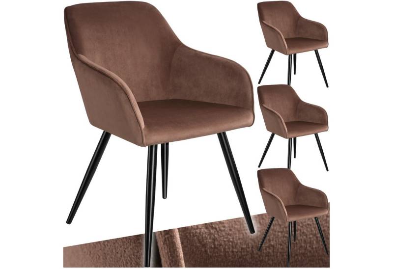 tectake Esszimmerstuhl Küchenstuhl Marilyn Samtoptik, schwarze Stuhlbeine (Set., 4 St), Vielseitig verwendbar und kombinierbar von tectake