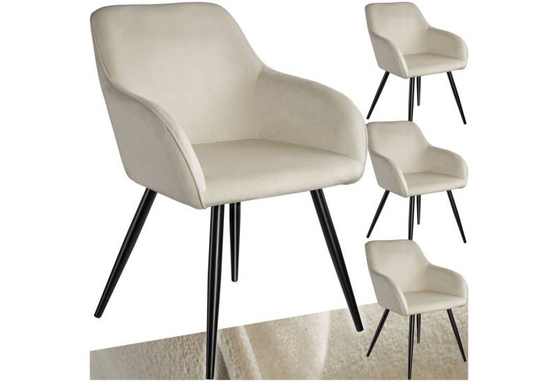 tectake Esszimmerstuhl Küchenstuhl Marilyn Samtoptik, schwarze Stuhlbeine (Set., 4 St), Vielseitig verwendbar und kombinierbar von tectake