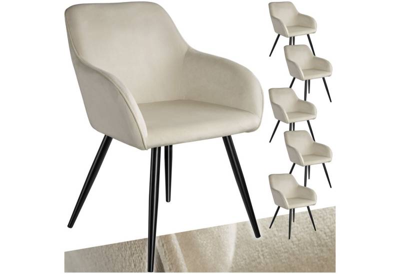 tectake Esszimmerstuhl Küchenstuhl Marilyn Samtoptik, schwarze Stuhlbeine (Set., 6 St), Vielseitig verwendbar und kombinierbar von tectake