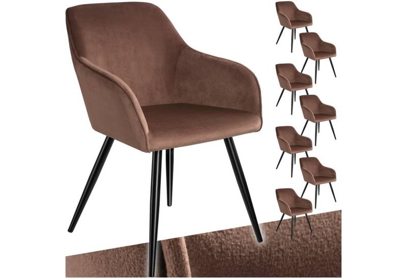 tectake Esszimmerstuhl Küchenstuhl Marilyn Samtoptik, schwarze Stuhlbeine (Set., 8 St), Vielseitig verwendbar und kombinierbar von tectake