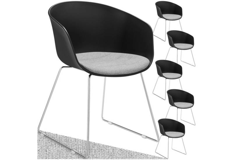 tectake Esszimmerstuhl Kunststoff-Armlehnstuhl (Set., 6 St), Weich gepolsterte Sitzkissen für hohen Komfort von tectake