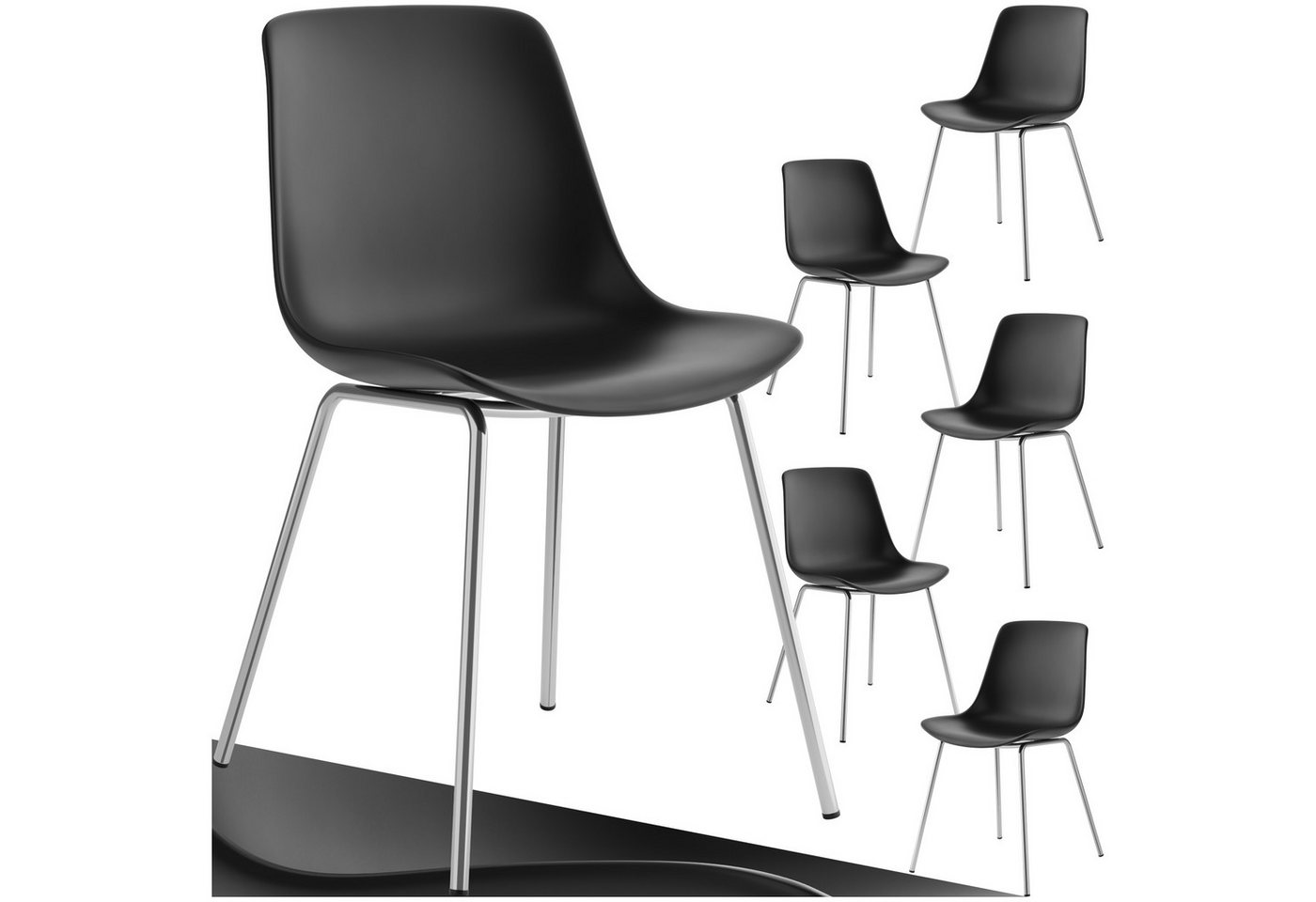 tectake Esszimmerstuhl Kunststoffstühle Mave, ergonomisch, Belastbarkeit 120 kg (Set, 6 St), Ergonomische Formgebung für hohen Sitzkomfort von tectake