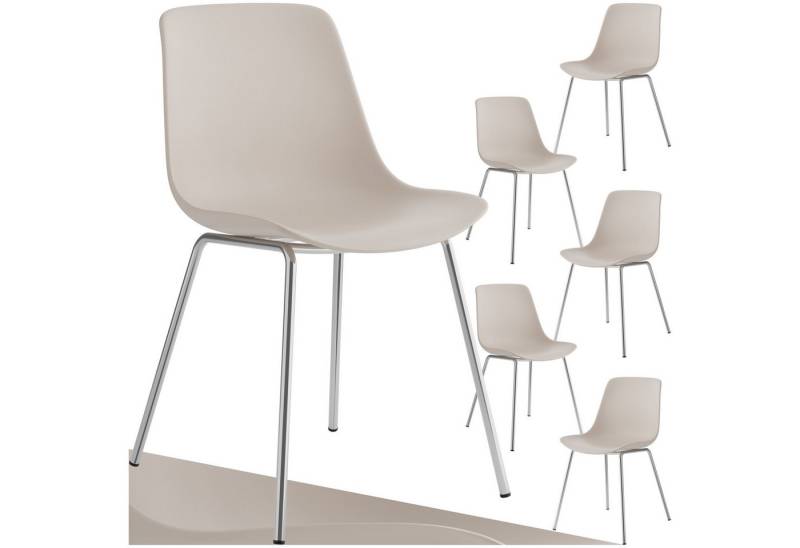tectake Esszimmerstuhl Kunststoffstühle Mave, ergonomisch, Belastbarkeit 120 kg (Set., 6 St), Ergonomische Formgebung für hohen Sitzkomfort von tectake