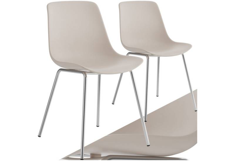 tectake Esszimmerstuhl Kunststoffstuhl (2er Set, 2 St), große Kunststoffschale von tectake