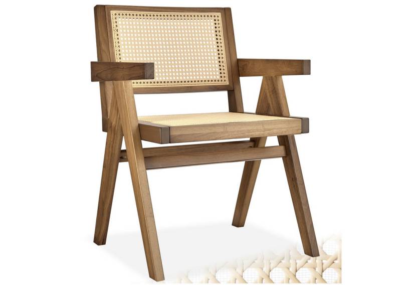 tectake Esszimmerstuhl Lissy (Set., 1 St), Breite Rückenlehne und bequeme Sitzfläche mit schickem Wiener Geflecht von tectake