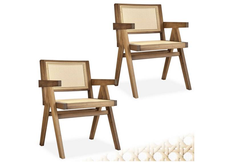 tectake Esszimmerstuhl Lissy (Set., 2 St), Breite Rückenlehne und bequeme Sitzfläche mit schickem Wiener Geflecht von tectake