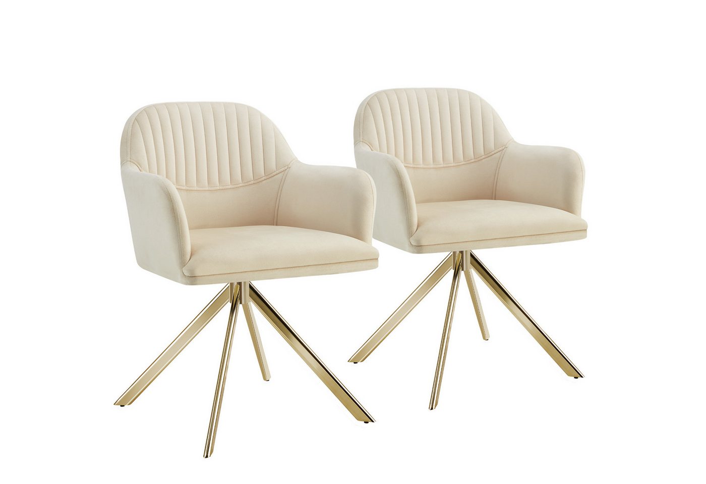tectake Esszimmerstuhl Samt-Drehstuhl (2er Set, 2 St), gepolstert von Tectake