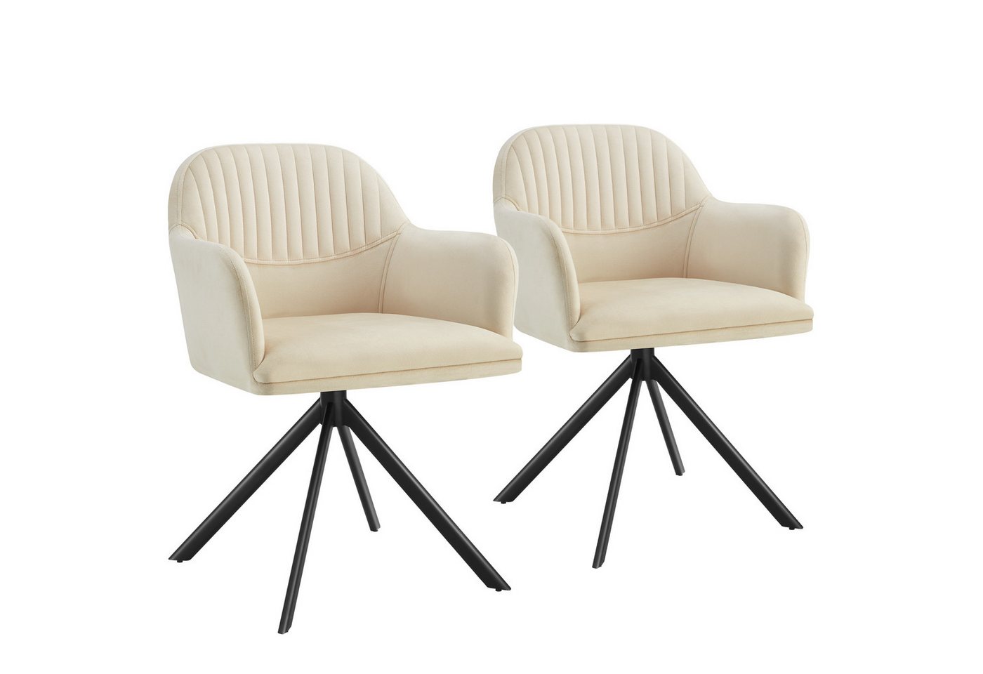 tectake Esszimmerstuhl Samt-Drehstuhl (2er Set, 2 St), gepolstert von Tectake