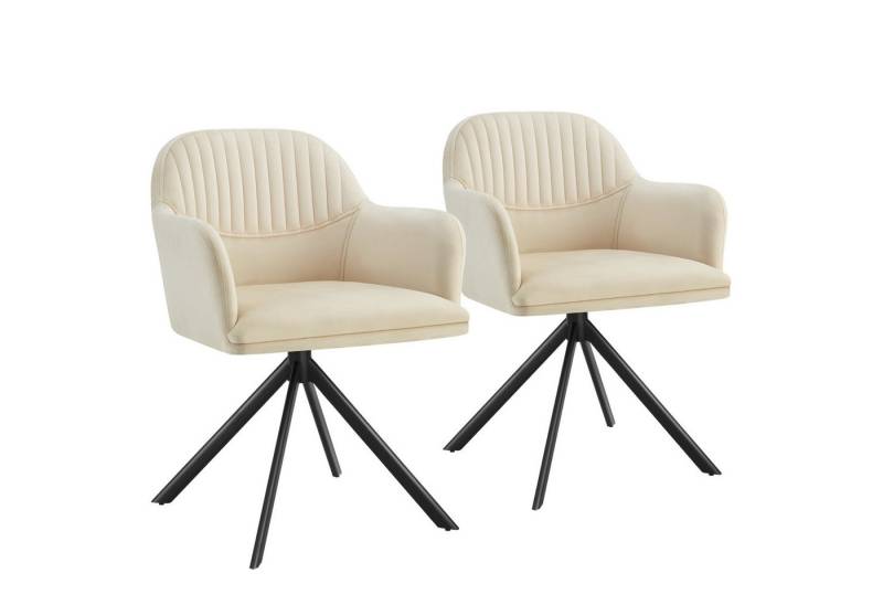 tectake Esszimmerstuhl Samt-Drehstuhl (2er Set, 2 St), gepolstert von Tectake