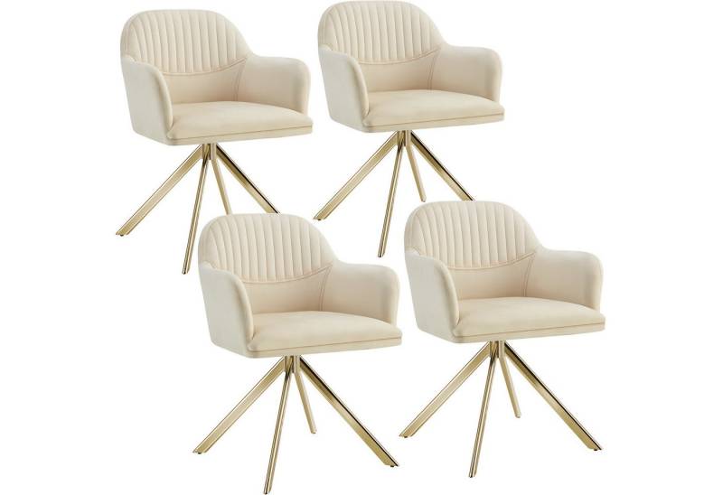 tectake Esszimmerstuhl Samt-Drehstuhl (4er Set, 4 St), gepolstert von Tectake