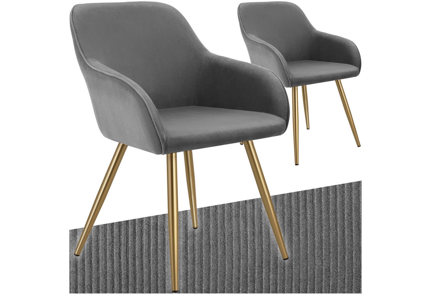 tectake Esszimmerstuhl Marilyn (2er Set, 2 St), gepolstert, in Cordoptik von tectake