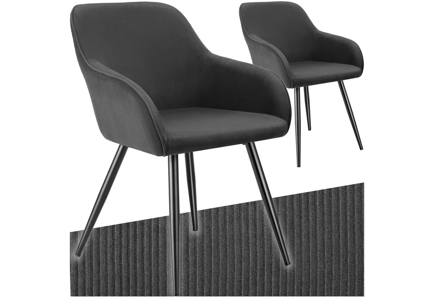tectake Esszimmerstuhl Marilyn (2er Set, 2 St), gepolstert, in Cordoptik von tectake