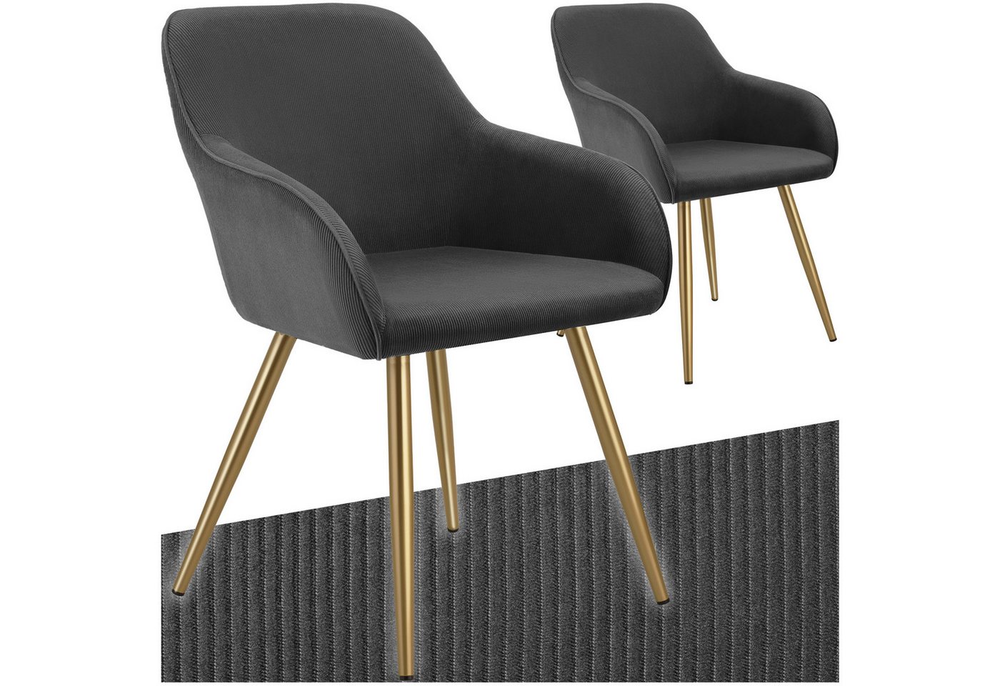 tectake Esszimmerstuhl Marilyn (2er Set, 2 St), gepolstert, in Cordoptik von tectake