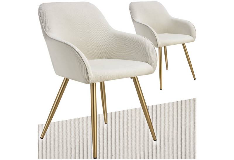 tectake Esszimmerstuhl Marilyn (Set, 2 St), Große Sitzschalen mit durchgehender Arm- und Rückenlehne von tectake
