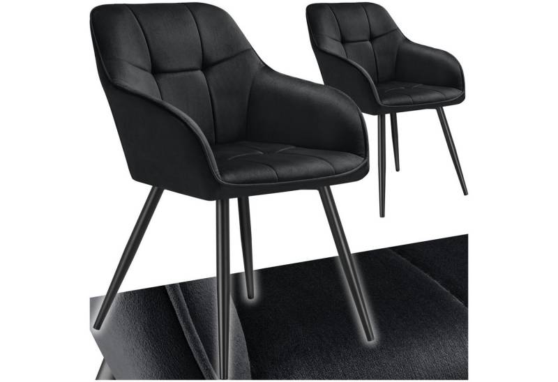 tectake Esszimmerstuhl Marilyn (2er Set, 2 St), gepolstert, in Samtoptik, gesteppt von tectake
