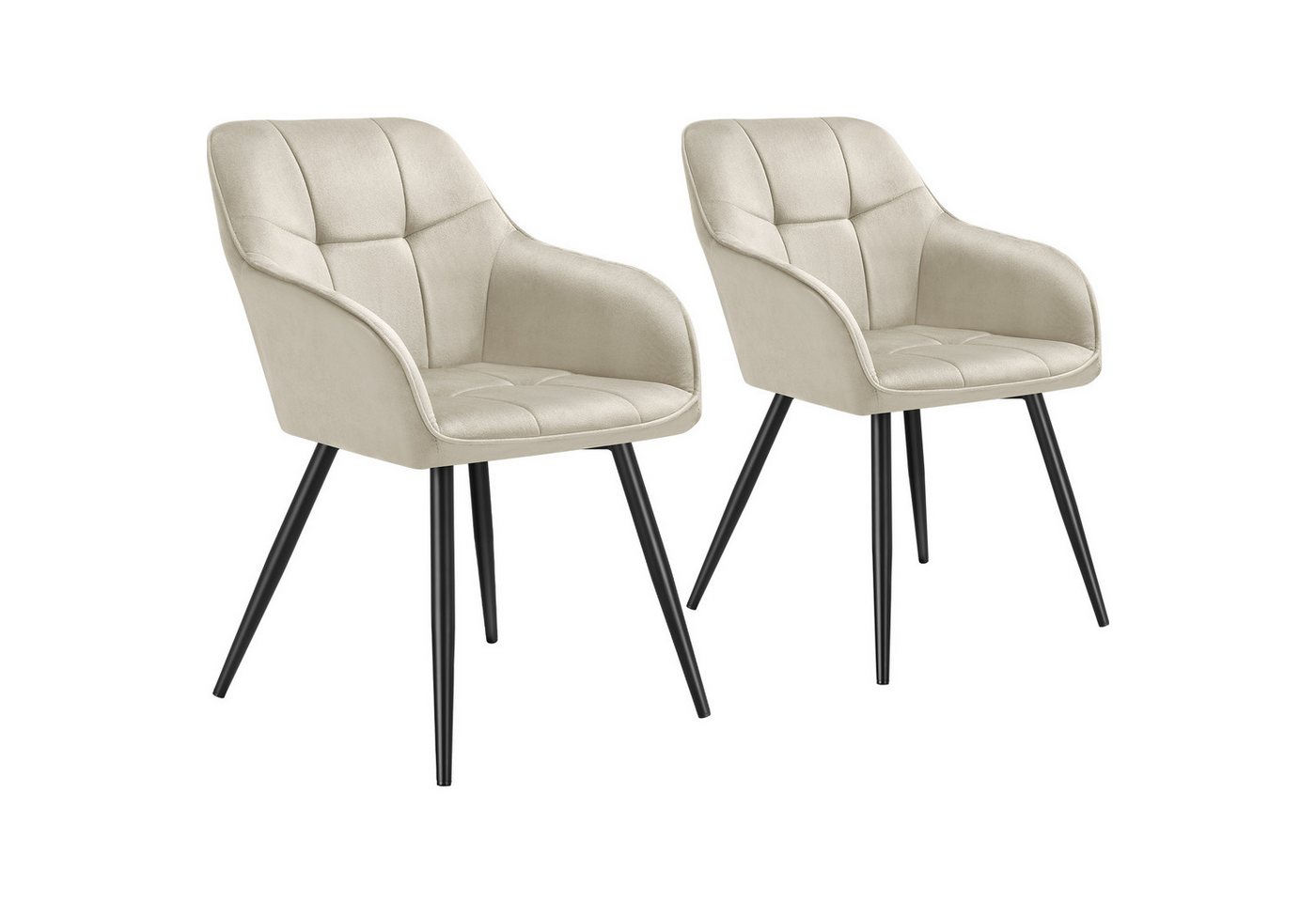 tectake Esszimmerstuhl Marilyn (2er Set, 2 St), gepolstert, in Samtoptik, gesteppt von tectake