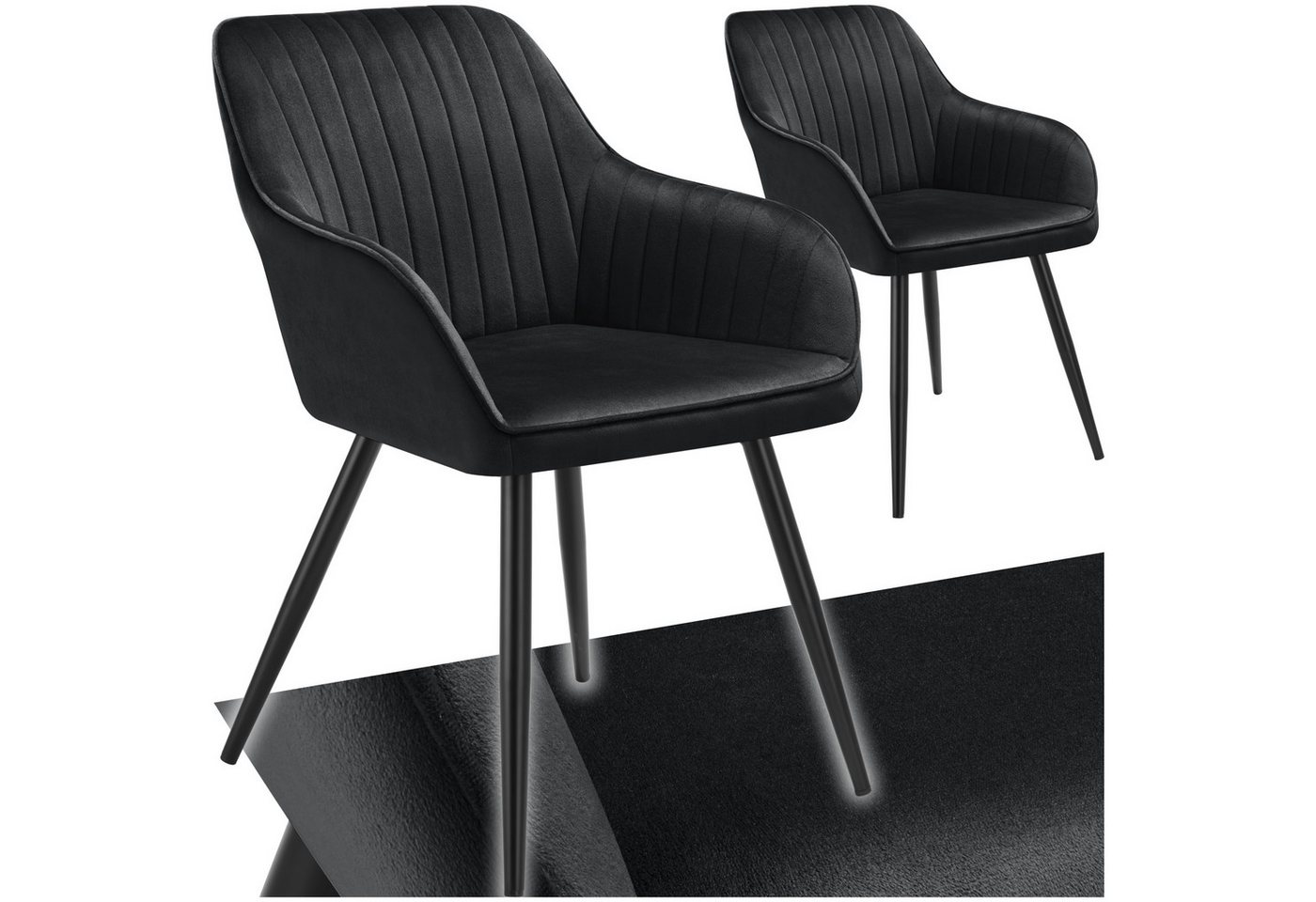 tectake Esszimmerstuhl Marilyn (2er Set, 2 St), gepolstert, in Samtoptik, gesteppt von tectake