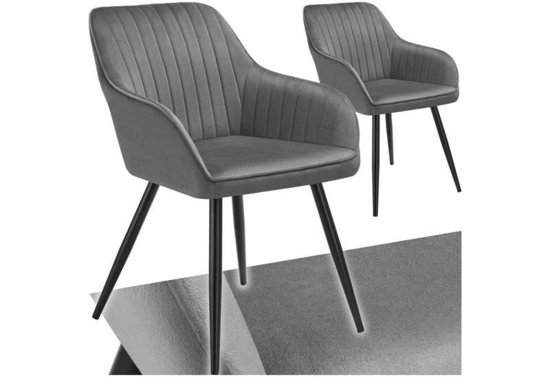 tectake Esszimmerstuhl Marilyn (2er Set, 2 St), gepolstert, in Samtoptik, gesteppt von tectake