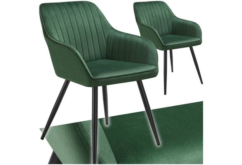 tectake Esszimmerstuhl Marilyn (2er Set, 2 St), gepolstert, in Samtoptik, gesteppt von tectake