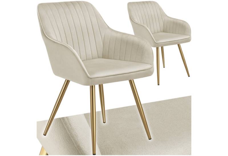 tectake Esszimmerstuhl Marilyn (2er Set, 2 St), gepolstert, in Samtoptik, gesteppt von tectake