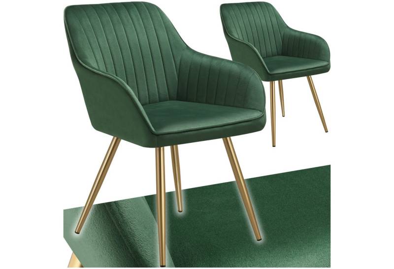 tectake Esszimmerstuhl Marilyn (Set, 2 St), Extra weicher Samtbezug mit stilvollem Steppmuster von tectake