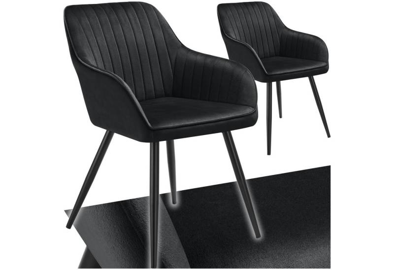 tectake Esszimmerstuhl Marilyn (Set, 2 St), Extra weicher Samtbezug mit stilvollem Steppmuster von tectake