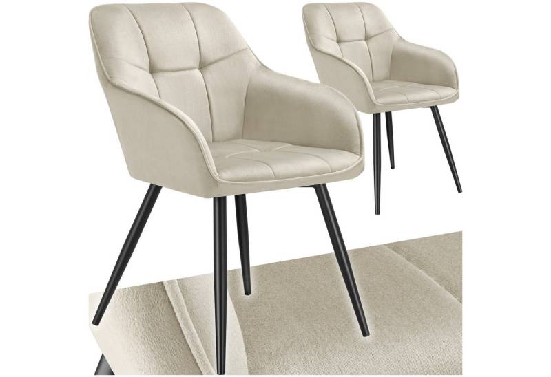 tectake Esszimmerstuhl Marilyn (Set, 2 St), Extra weicher Samtbezug mit elegantem Steppmuster von tectake