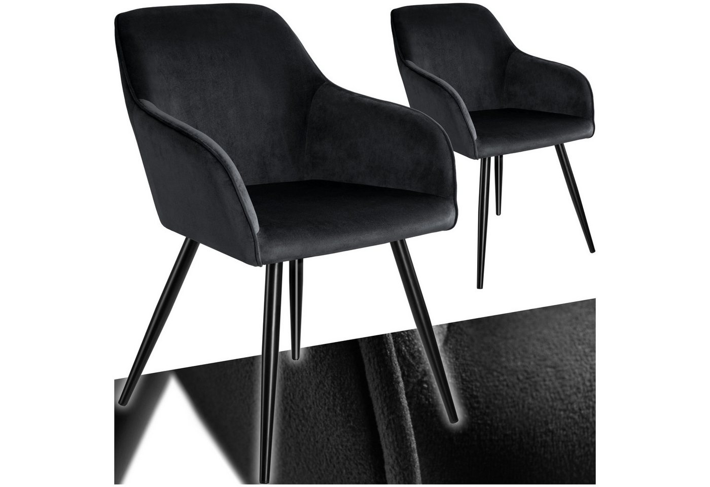 tectake Esszimmerstuhl Marilyn (2er Set, 2 St), gepolstert, in Samtoptik von tectake