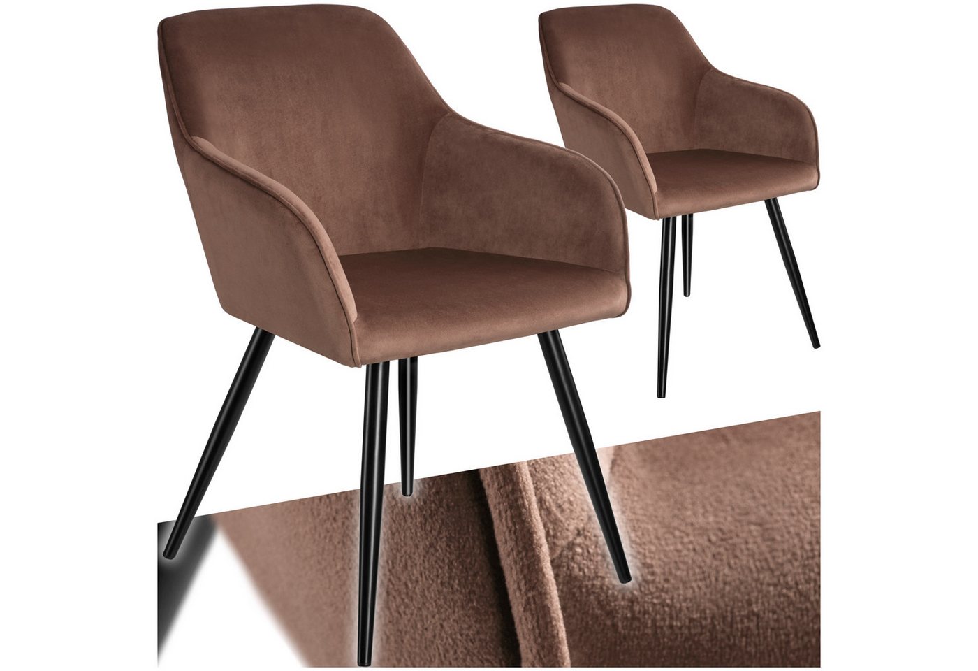 tectake Esszimmerstuhl Marilyn (2er Set, 2 St), gepolstert, in Samtoptik von tectake