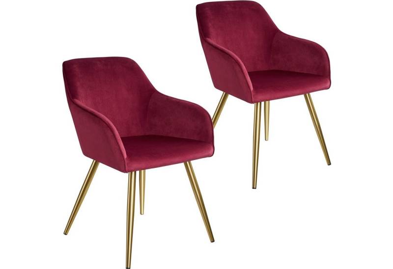 tectake Esszimmerstuhl Marilyn (2er Set, 2 St), gepolstert, in Samtoptik von tectake