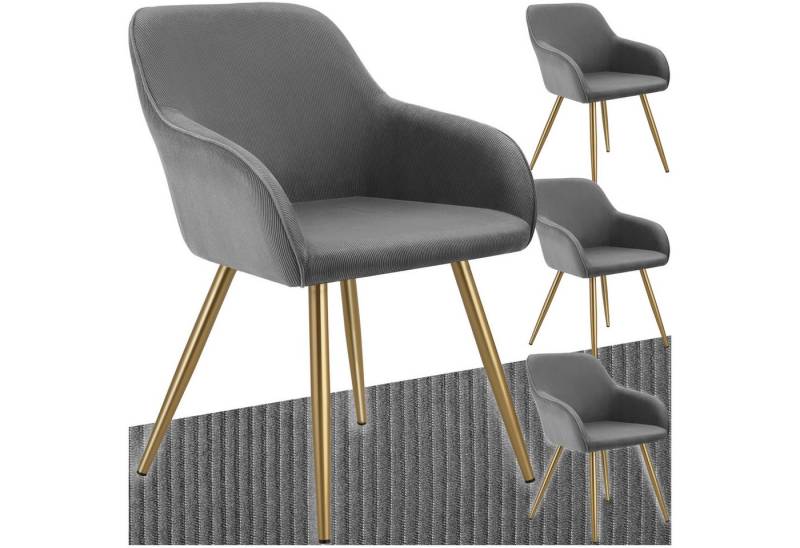 tectake Esszimmerstuhl Marilyn (4er Set, 4 St), gepolstert, in Cordoptik von tectake
