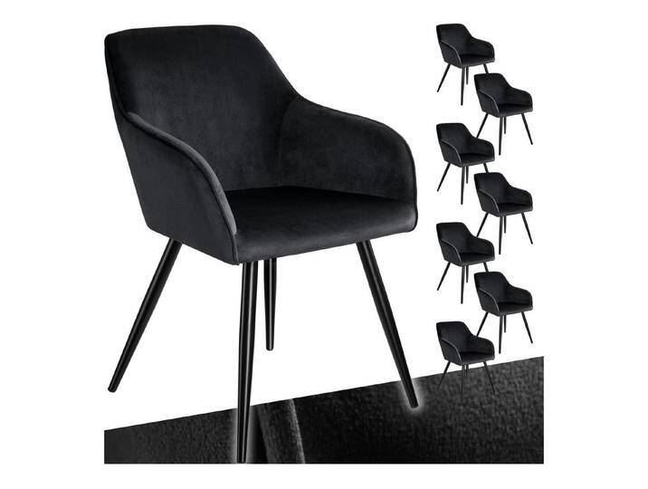 tectake Esszimmerstuhl Marilyn (8er Set, 8 St), gepolstert, in Samtoptik, schwarz, schwarz von tectake