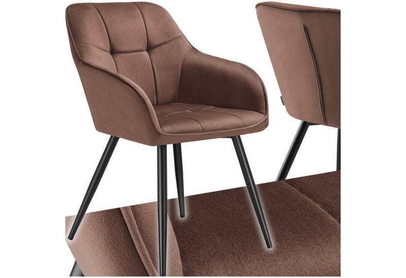 tectake Esszimmerstuhl Marilyn (Set, 1 St), Extra weicher Samtbezug mit elegantem Steppmuster von tectake