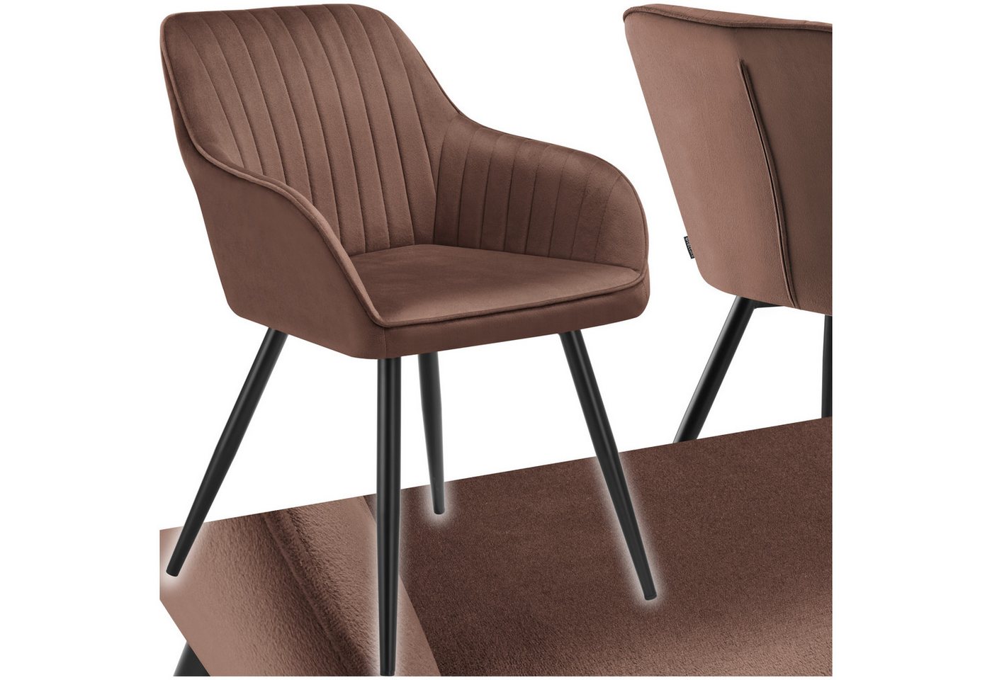tectake Esszimmerstuhl Marilyn (Set, 1 St), Extra weicher Samtbezug mit stilvollem Steppmuster von tectake