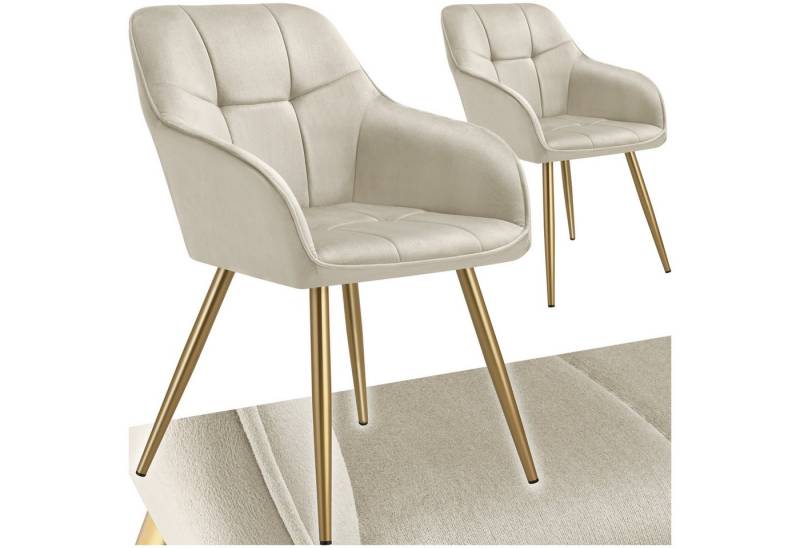 tectake Esszimmerstuhl Stuhl Marilyn, Samtoptik, gesteppt (Set., 2 St), Extra weicher Samtbezug mit elegantem Steppmuster von tectake