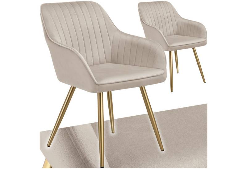 tectake Esszimmerstuhl Marilyn (Set., 2 St), Extra weicher Samtbezug mit stilvollem Steppmuster von tectake