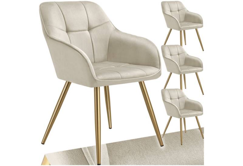 tectake Esszimmerstuhl Stuhl Marilyn, Samtoptik, gesteppt (Set., 4 St), Extra weicher Samtbezug mit elegantem Steppmuster von tectake