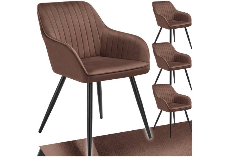 tectake Esszimmerstuhl Stuhl Marilyn, Samtoptik, gesteppt (Set., 4 St), Extra weicher Samtbezug mit stilvollem Steppmuster von tectake