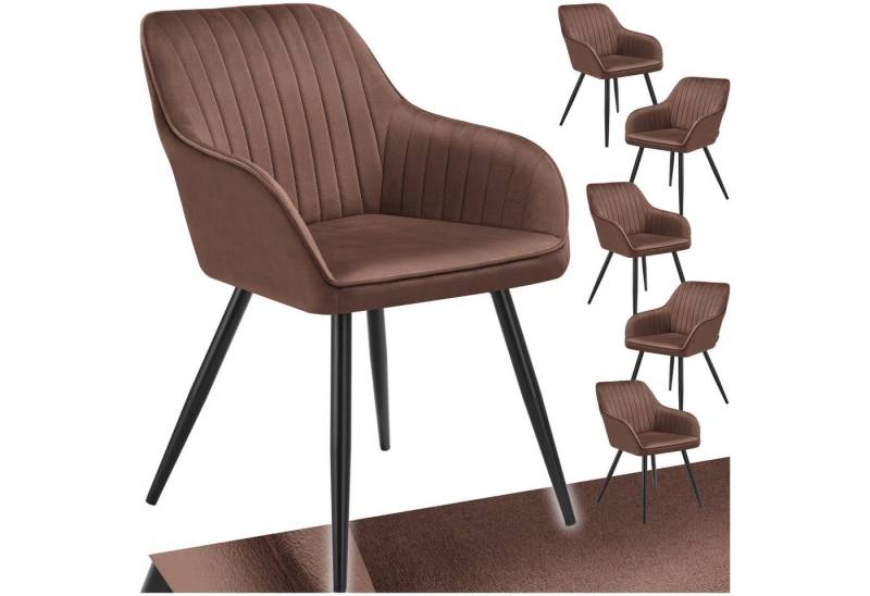tectake Esszimmerstuhl Stuhl Marilyn, Samtoptik, gesteppt (Set., 6 St), Extra weicher Samtbezug mit stilvollem Steppmuster von tectake