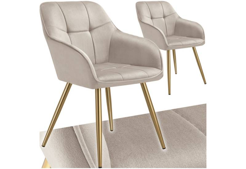 tectake Esszimmerstuhl Marilyn (Set., 2 St), Extra weicher Samtbezug mit elegantem Steppmuster von tectake