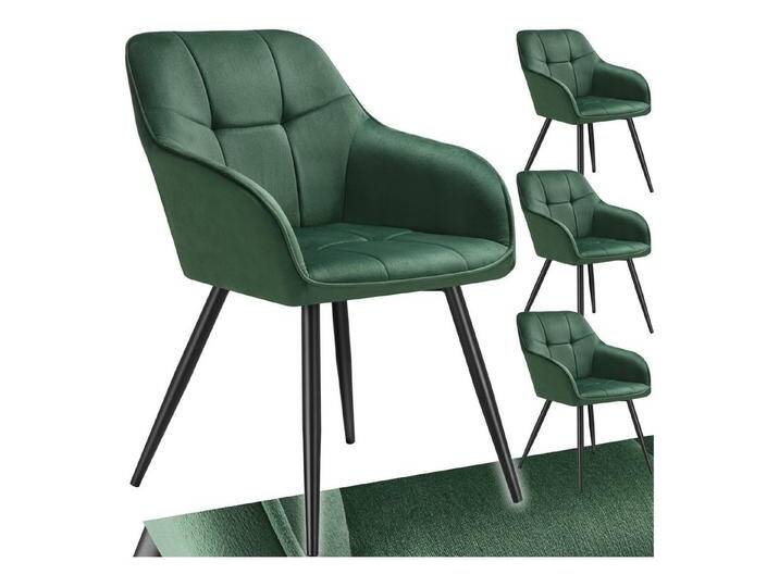 tectake Esszimmerstuhl Stuhl Marilyn, Samtoptik, gesteppt (Set, 4 St), Extra weicher Samtbezug mit elegantem Steppmuster, grün schwarz, 4 St. von tectake