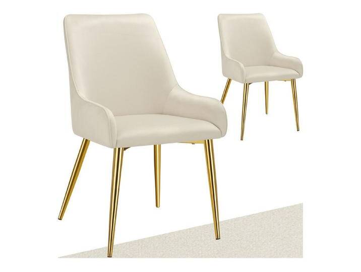 tectake Esszimmerstuhl Polsterstuhl (2er Set, 2 St), in Samtoptik & gepolstert, beige, beige von tectake