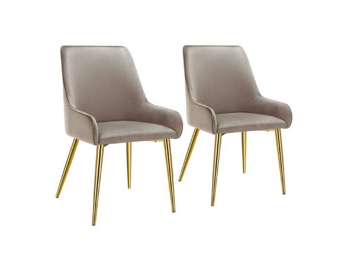 tectake Esszimmerstuhl Polsterstuhl (2er Set, 2 St), in Samtoptik & gepolstert, braun, Taupe von tectake