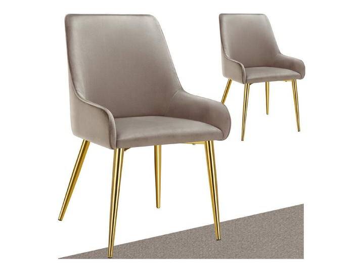 tectake Esszimmerstuhl Polsterstuhl (2er Set, 2 St), in Samtoptik & gepolstert, braun, taupe von tectake