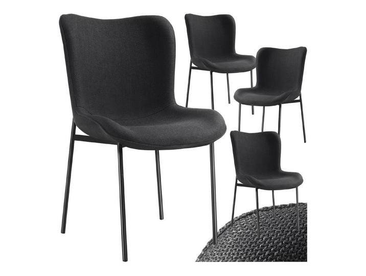 tectake Esszimmerstuhl Polsterstuhl (4er Set, 4 St), ergonomische Form mit hoher Rückenlehne, schwarz, 4 St. von tectake