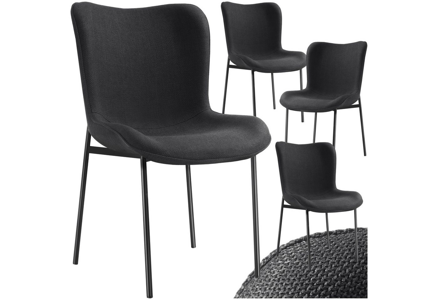 tectake Esszimmerstuhl Polsterstuhl (4er Set, 4 St), ergonomische Form mit hoher Rückenlehne von tectake