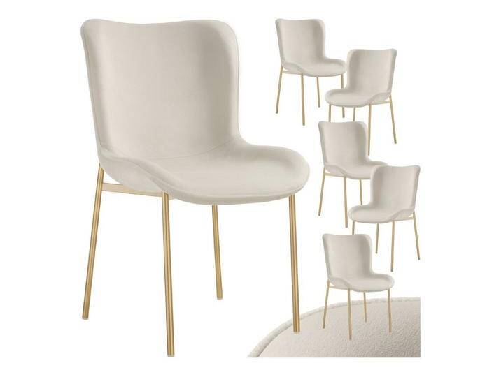 tectake Esszimmerstuhl Polsterstuhl (6er Set, 6 St), ergonomische Form mit hoher Rückenlehne, beige, 6 St. von tectake