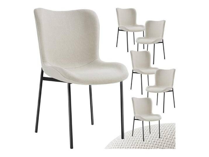 tectake Esszimmerstuhl Polsterstuhl (6er Set, 6 St), ergonomische Form mit hoher Rückenlehne, schwarz, 6 St. von tectake