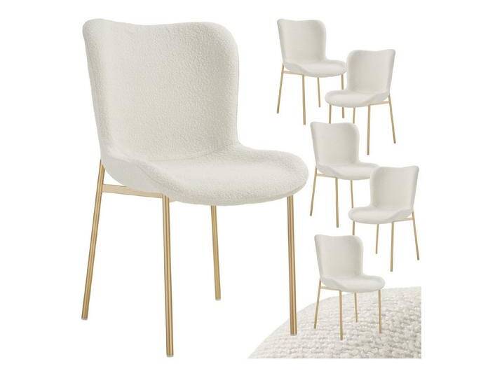 tectake Esszimmerstuhl Polsterstuhl (6er Set, 6 St), ergonomische Form mit hoher Rückenlehne, weiß, 6 St. von tectake